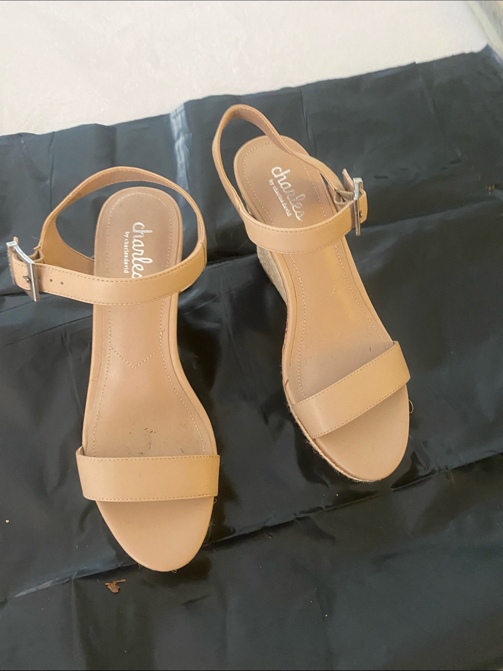 Charles By Charles David Tan Espadrille Wedge Sandals with Ankle Strap